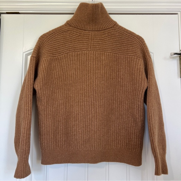 Everlane Felted Merino Wool Half-Zip Sweater in Deep Camel Ribbed Pull Over XS - Picture 9 of 13